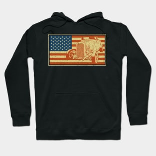 Hot Rod Roadster American Flag Hoodie